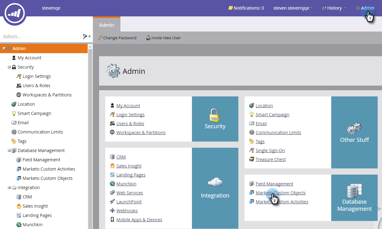 Marketo Interface.